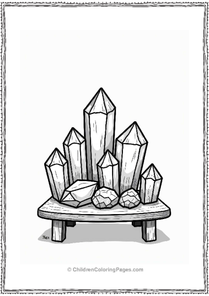 Crystals On A Wooden Table Free PDF Printable