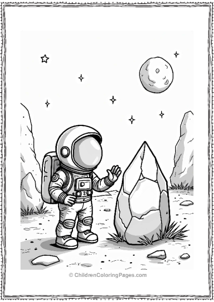 Curious Astronaut With A Crystal Free PDF Printable