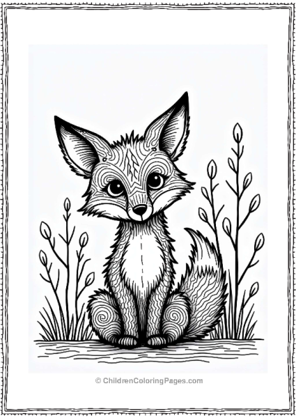 Curious Fox With Zentangle Patterns Free PDF Printable