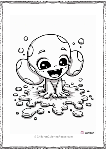 Cute Squid With Ink Splat Free PDF Printable