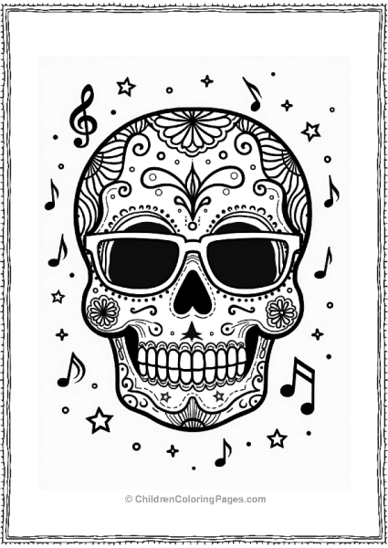 Cute Sugar Skull With Glasses Free PDF Printable