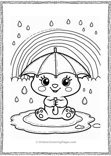 Cute Umbrella With Rainbow Free PDF Printable