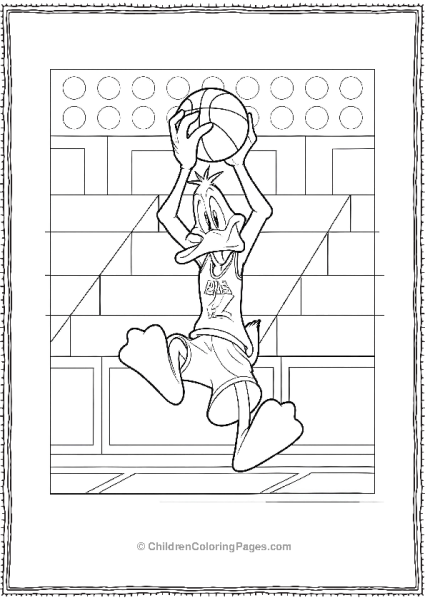 Daffy Duck Aiming Basketball Free PDF Printable