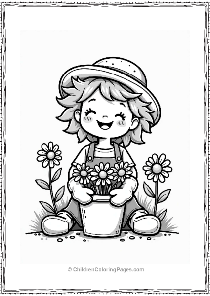 Daisy Arranging Daisies In A Flower Pot Free PDF Printable