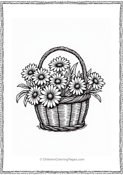Daisy Basket Of Freshly Picked Daisies Free PDF Printable
