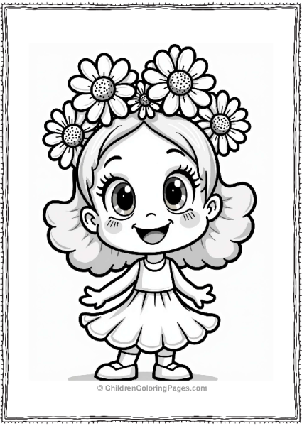 Daisy Flower Crown With Cartoon Character Free PDF Printable