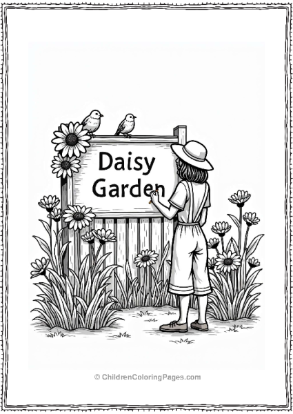 Daisy Garden Sign With Blooming Daisies Free PDF Printable