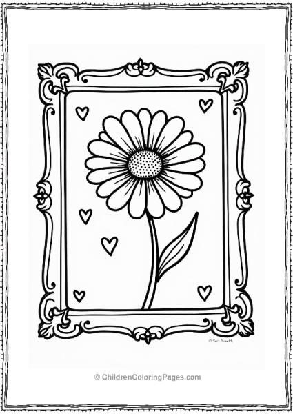 Daisy In A Decorative Frame Free PDF Printable