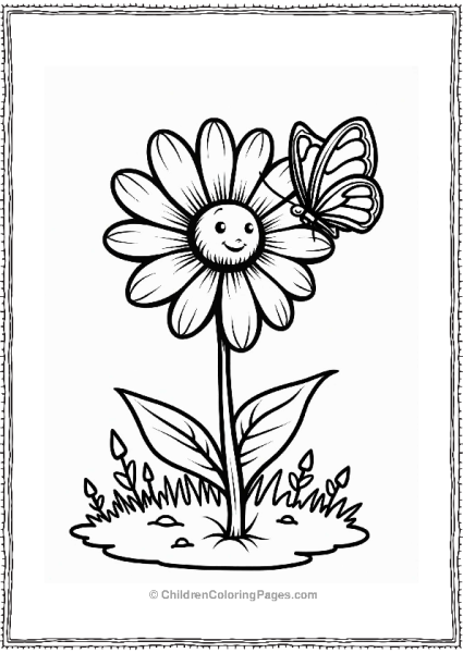 Daisy With A Butterfly Free PDF Printable
