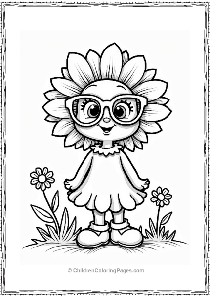 Daisy With Glasses And Flowers Free PDF Printable