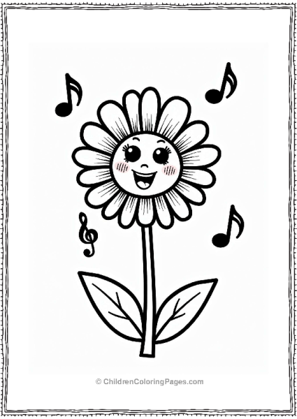 Daisy With Musical Notes Free PDF Printable
