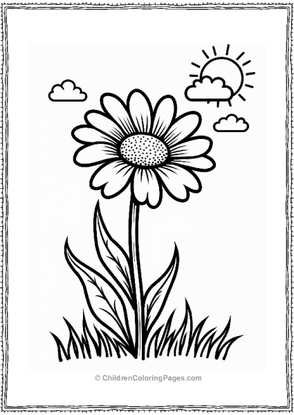 Daisy With Sun And Clouds Free PDF Printable