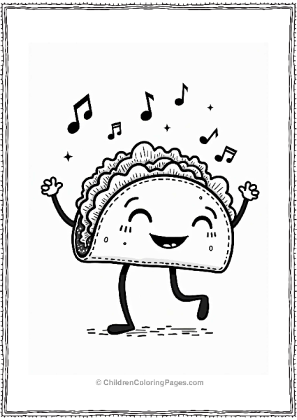 Dancing Taco With Music Notes Free PDF Printable