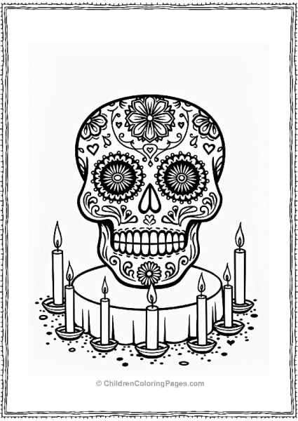 Decorative Sugar Skull On A Festive Table Free PDF Printable