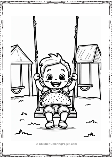 Delighted Character Enjoying A Taco On A Swing Free PDF Printable