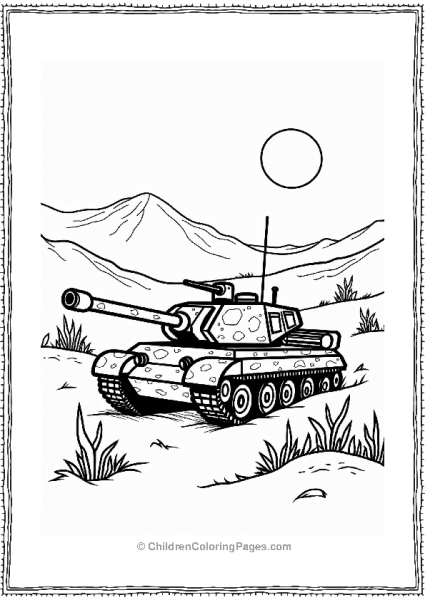 Desert Camouflage Tank In Dunes Free PDF Printable