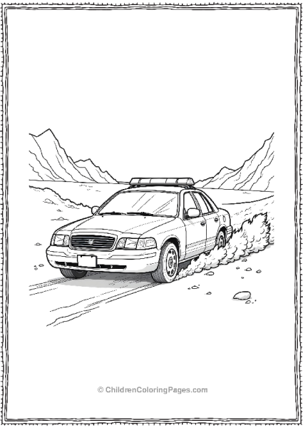 Desert Chase With A Police Car Kicking Up Dust Police Car Free PDF Printable