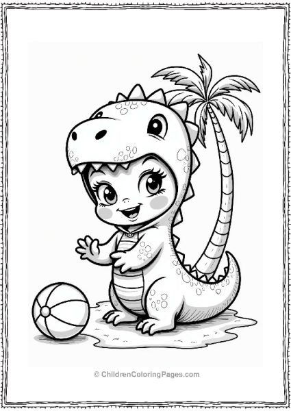 Dinosaur Child Playing At Disneyland Free PDF Printable