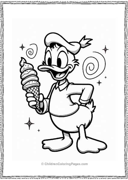 Disneyland Donald Duck With Ice Cream Free PDF Printable