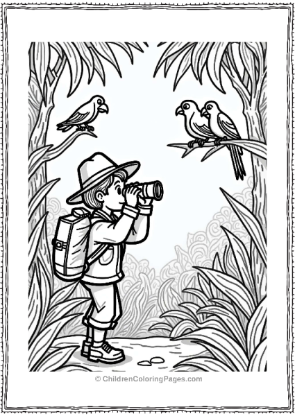 Disneyland Jungle Explorer Watching Colorful Birds Free PDF Printable