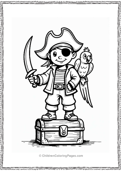 Disneyland Pirate Boy On Treasure Chest Free PDF Printable