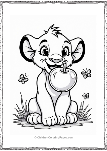 Disneyland Simba Enjoying A Candy Apple Free PDF Printable
