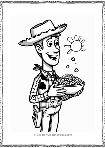 Disneyland Woody Enjoying Popcorn At Sunset Free PDF Printable