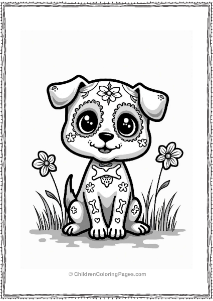 Dog Shaped Sugar Skull With Paw Prints Free PDF Printable