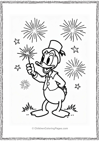 Donald Duck At Disneyland Fourth Of July Free PDF Printable