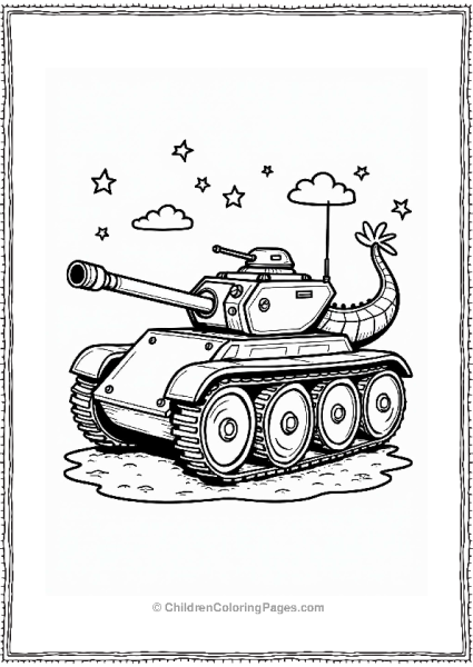 Dragon Shaped Fantasy Tank Illustration Free PDF Printable