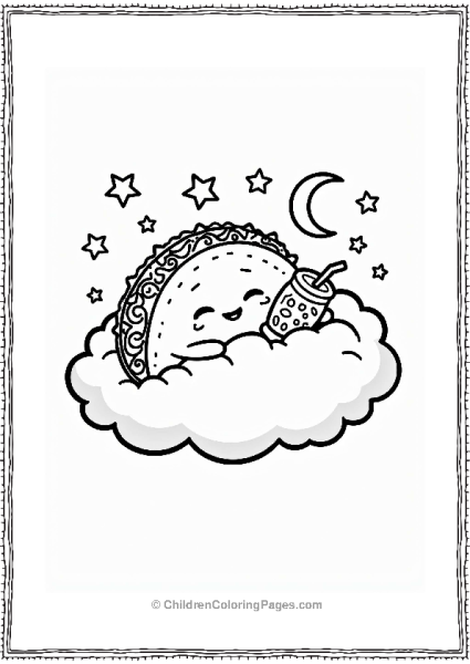 Dreamy Taco Character On A Fluffy Cloud Free PDF Printable