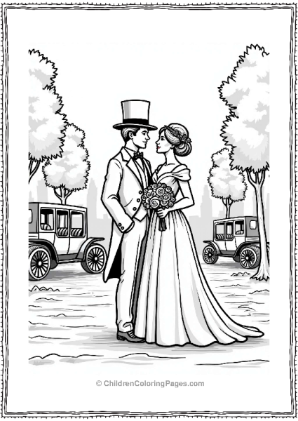 Edwardian Wedding Scene With Vintage Carriages Free PDF Printable