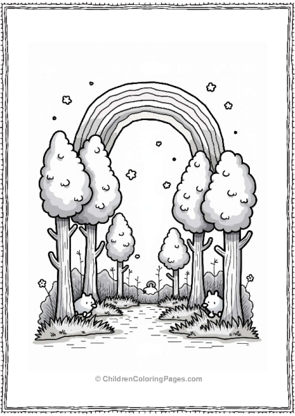 Enchanted Forest With Rainbow Free PDF Printable