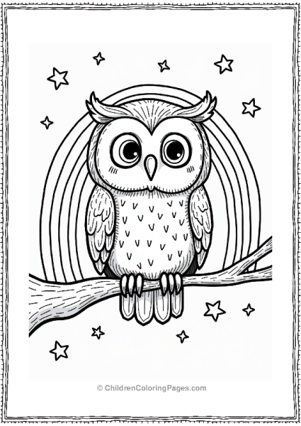 Enchanted Rainbow Owl With Stars Free PDF Printable