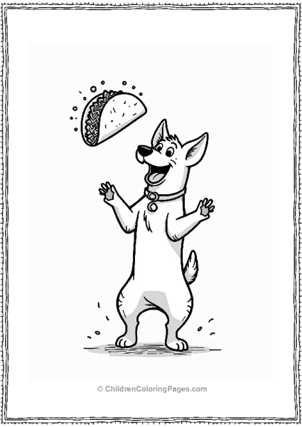 Excited Dog Catching A Taco Free PDF Printable