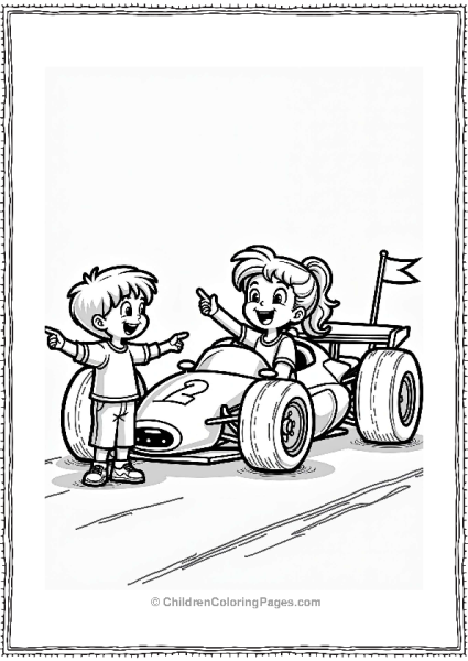 Excited Kids With A Race Car Free PDF Printable