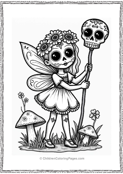 Fairy With Sugar Skull Staff Free PDF Printable