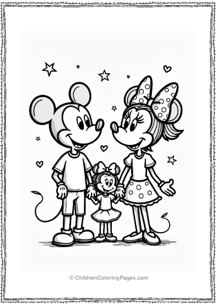 Family At Disneyland With Mickey And Minnie Ears Free PDF Printable