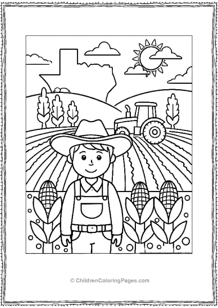 Farmer With Cornfield In Texas Free PDF Printable