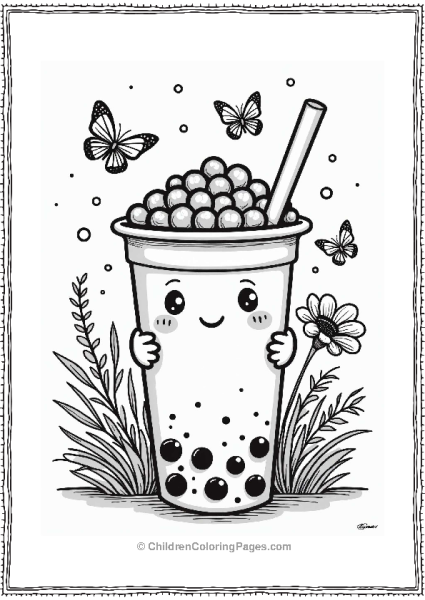 Friend With Giant Boba Tea Cup Free PDF Printable