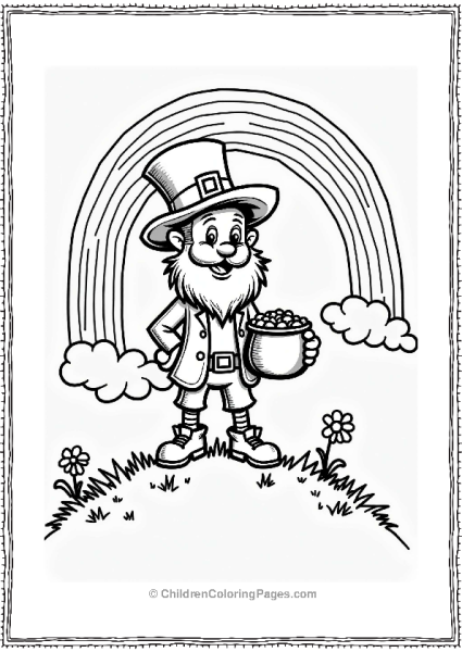 Friendly Leprechaun At The End Of The Rainbow Free PDF Printable