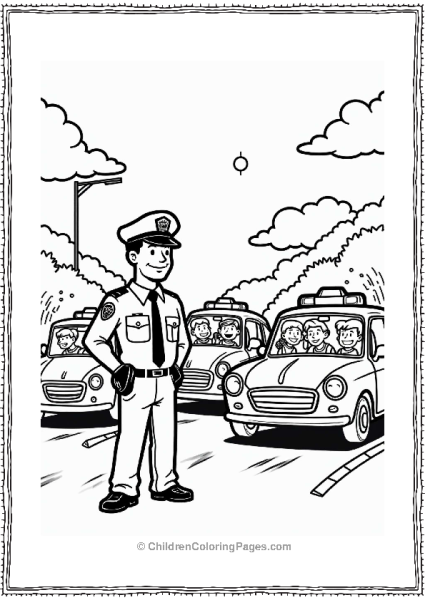 Friendly Police Officer Assisting Traffic Free PDF Printable