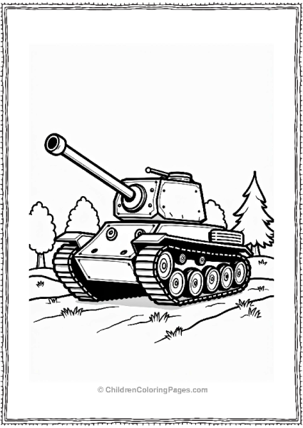 Friendly WWII Tank Surrounded By Nature Free PDF Printable