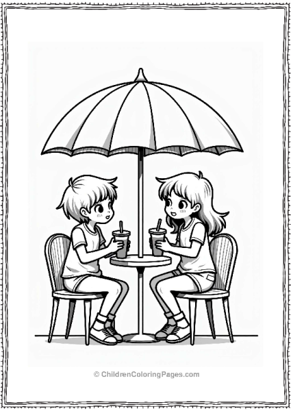 Friends Enjoying Boba Tea At A Cafe Free PDF Printable
