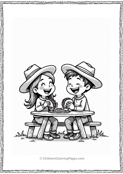 Friends Sharing Tacos At A Picnic Table Free PDF Printable