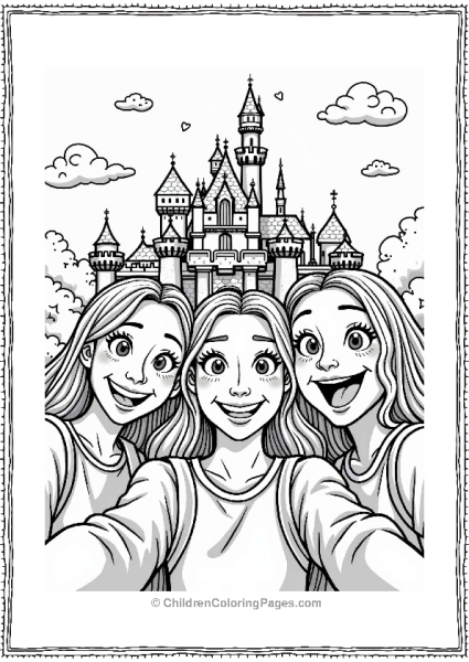 Friends Taking A Selfie At Disneyland Free PDF Printable