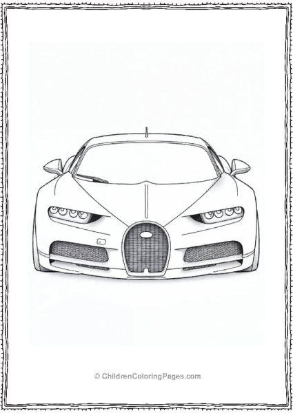 Front View Of A Bugatti With Headlights Free PDF Printable