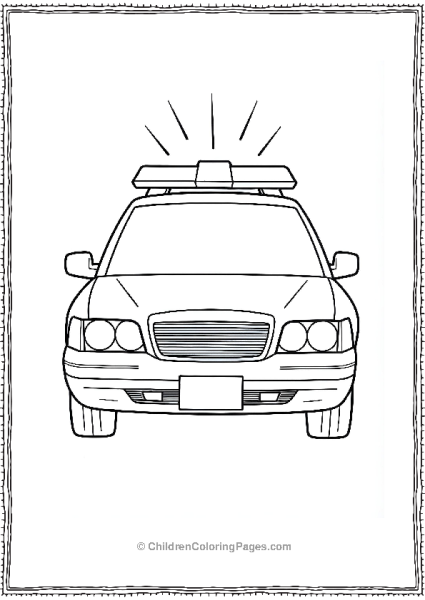 Frontfacing View Of Police Car With Flashing S Free PDF Printable