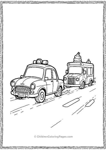 Fun Cartoon Chase Police Car Free PDF Printable
