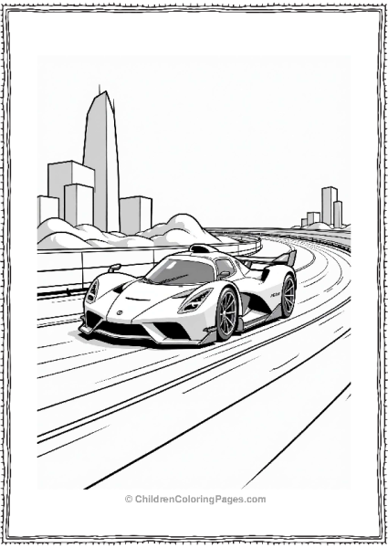 Futuristic Race Car On A Track Free PDF Printable